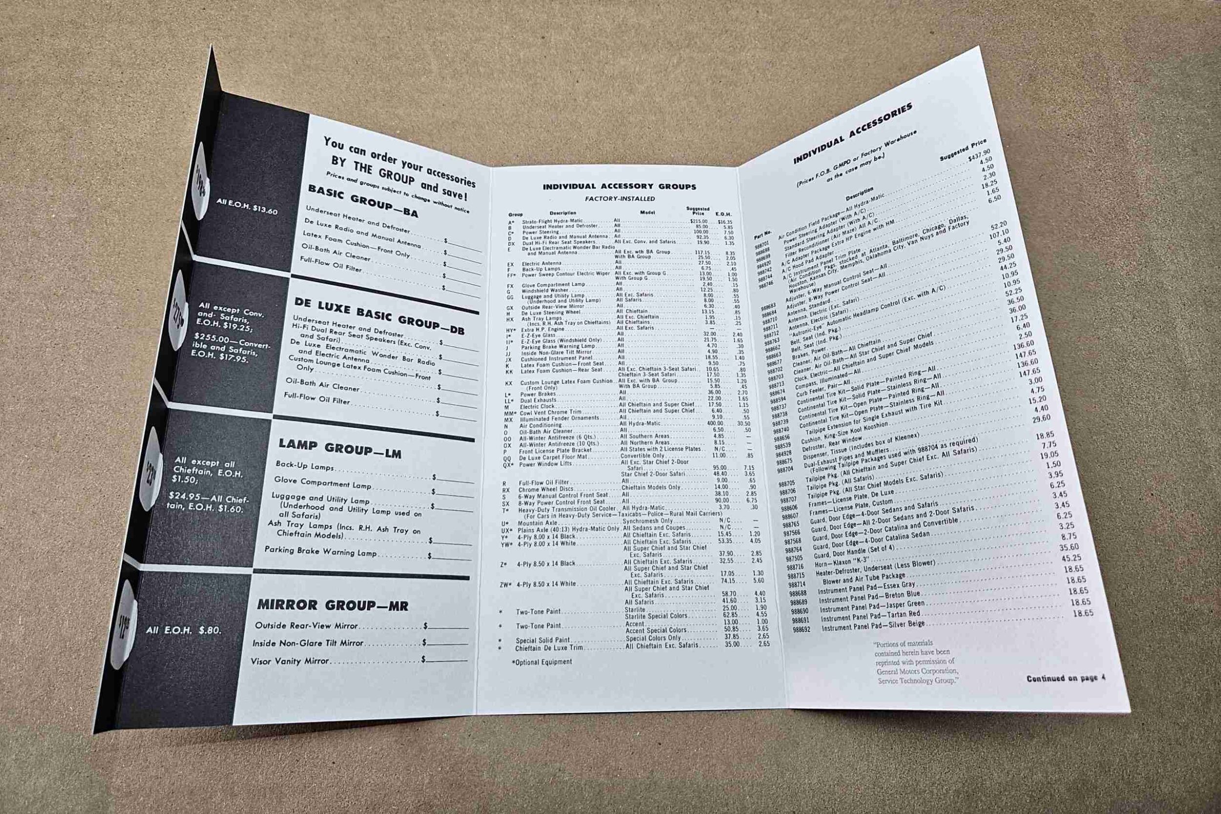 1957 Accessory Price List - Image 2