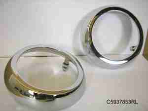 1949-50 Tail Lamp Bezel, LH or RH, slight detail difference, All exc Station Wagon or 1949 Sedan Delivery
