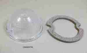 1949-54 Glass Back Up Lamp Lens w/ Gasket, no Guide logo, 1949-52 All exc SW & Sed Del, 1953-54 SW & Sed Del only