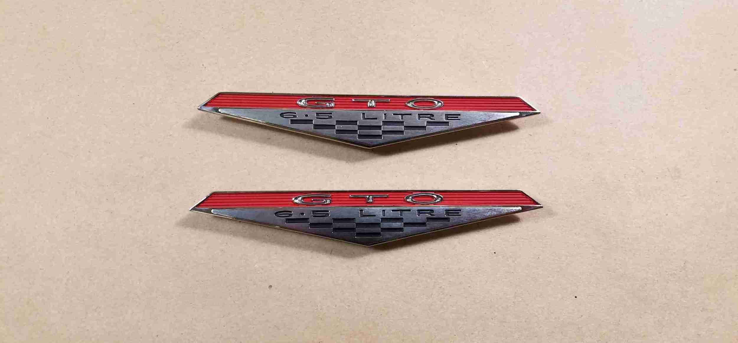 1965-68 Inner Door Panel Emblems, pair, 1965-68 GTO 6.5 Litre