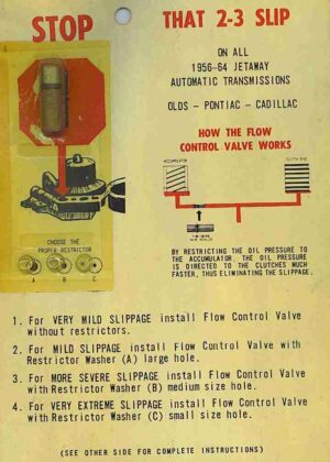 1956-64 Jetaway 2/3 Shift Slip Kit, 1956 Star chief, 1957-60 All, 1961-64 Bonneville & Star chief