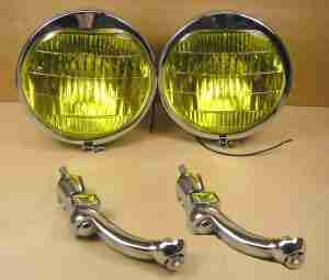 1940 Fog Lamp Set w/ Chrome Mounting Brackets