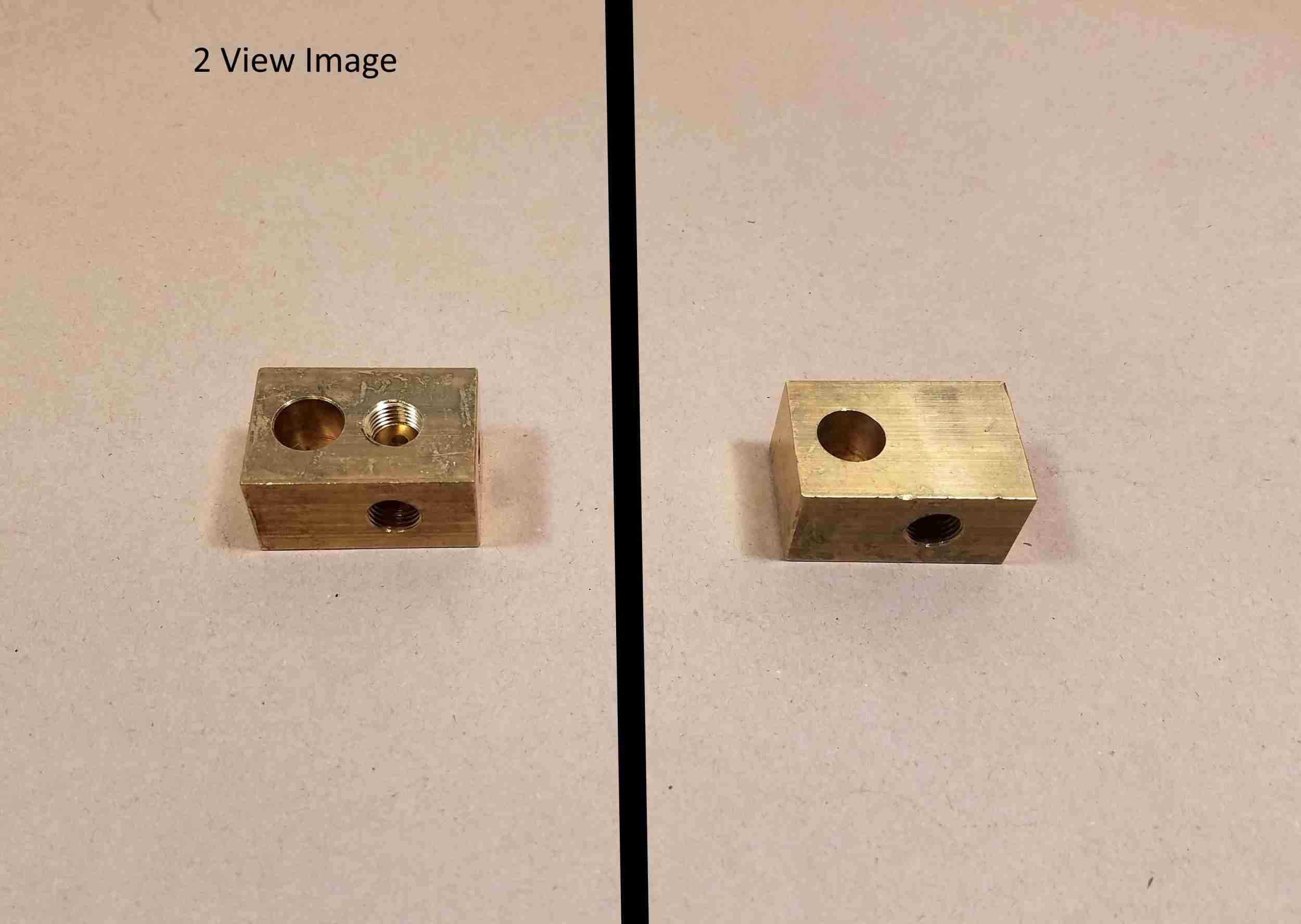 Brake Adapter T fitting - 4 way with 3-3/8" inverted flare female and 1-1/8" NPT female ports. This is a rectangular brass block and also is drilled for mounting Sell with 3 adapters CADTIF