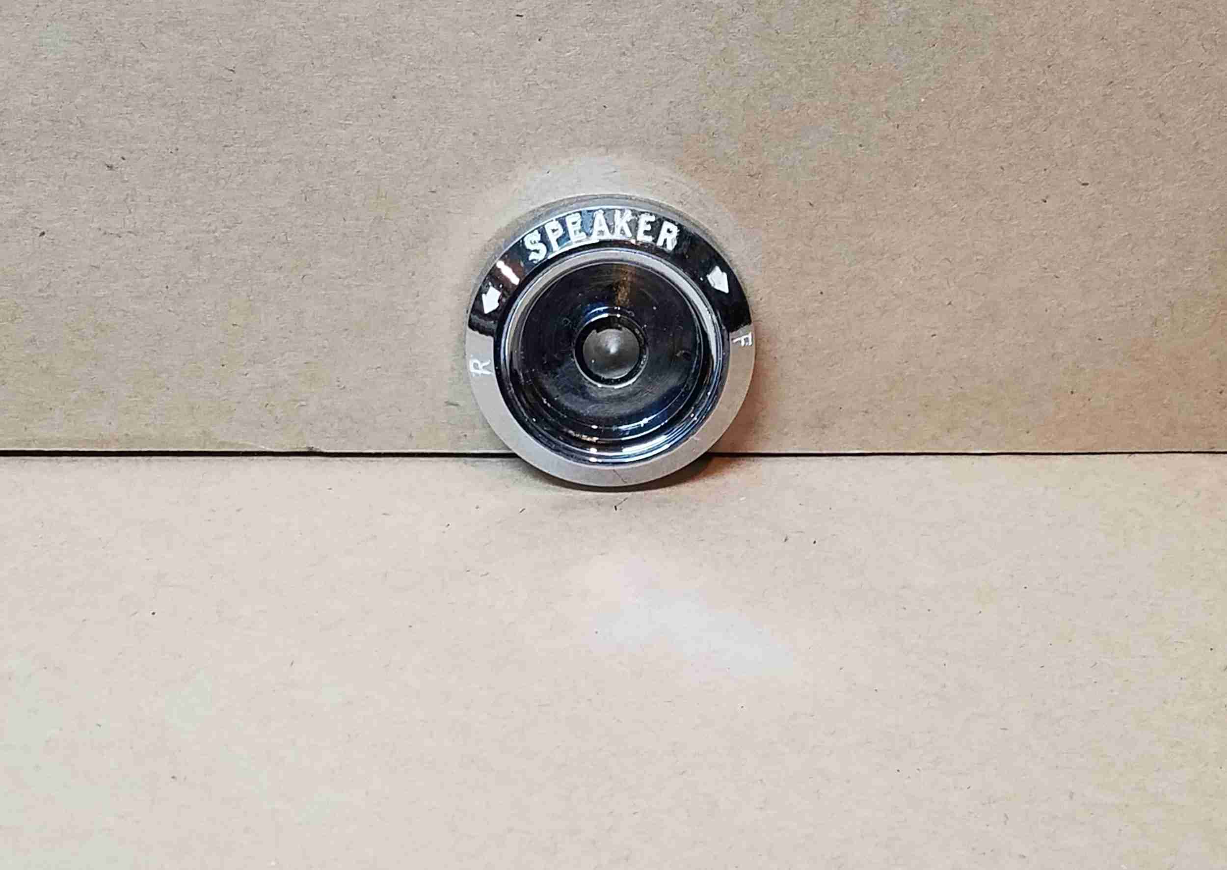 1967-72 Rear Speaker Dash Knob Bezel, white letters, 1968-72 A, 1967-70 B, 1967-72 G