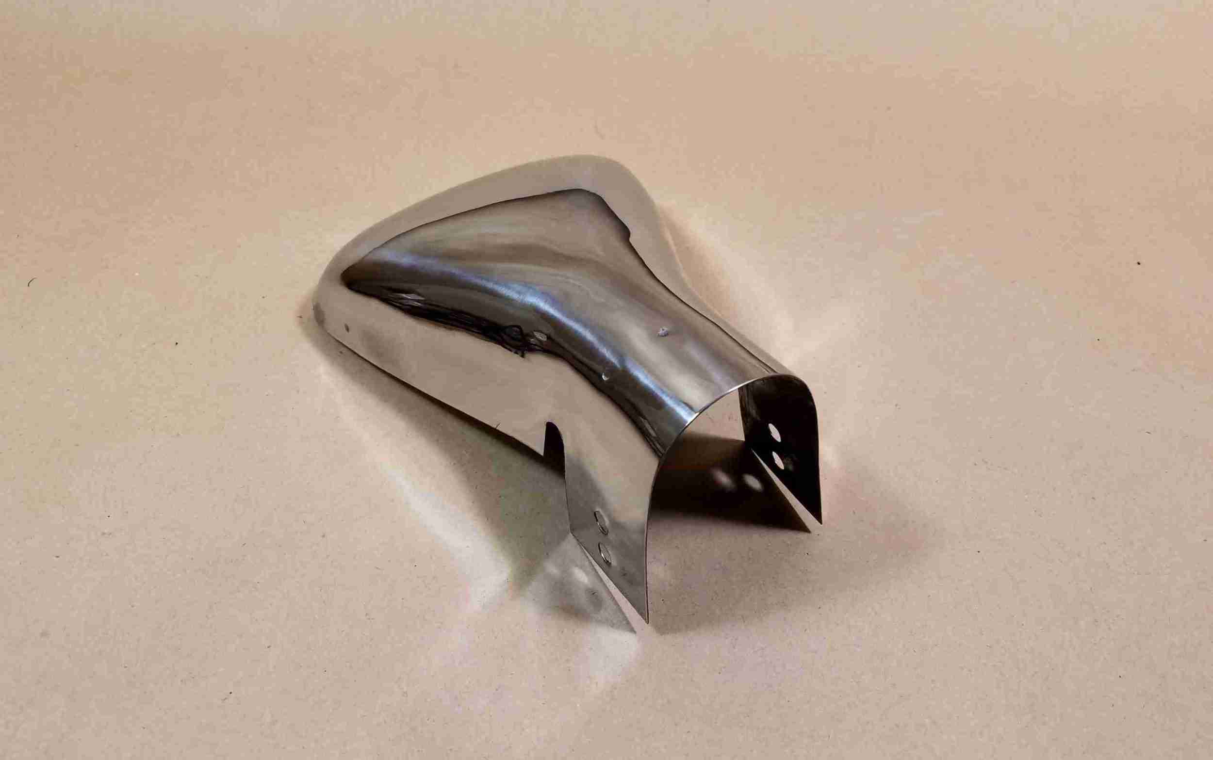 1937-56 Fan Shaped Accessory Exhaust Pipe Deflector, Chrome w/ galvanized inside baffle