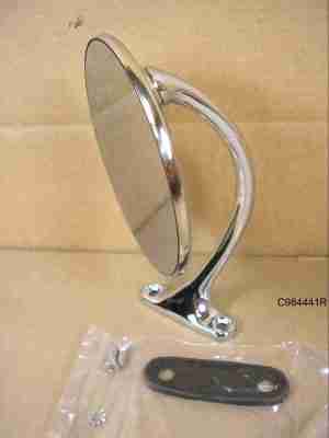 1949-52 RH Exterior Rearview ?King Bee" Door Mirror, chrome plated