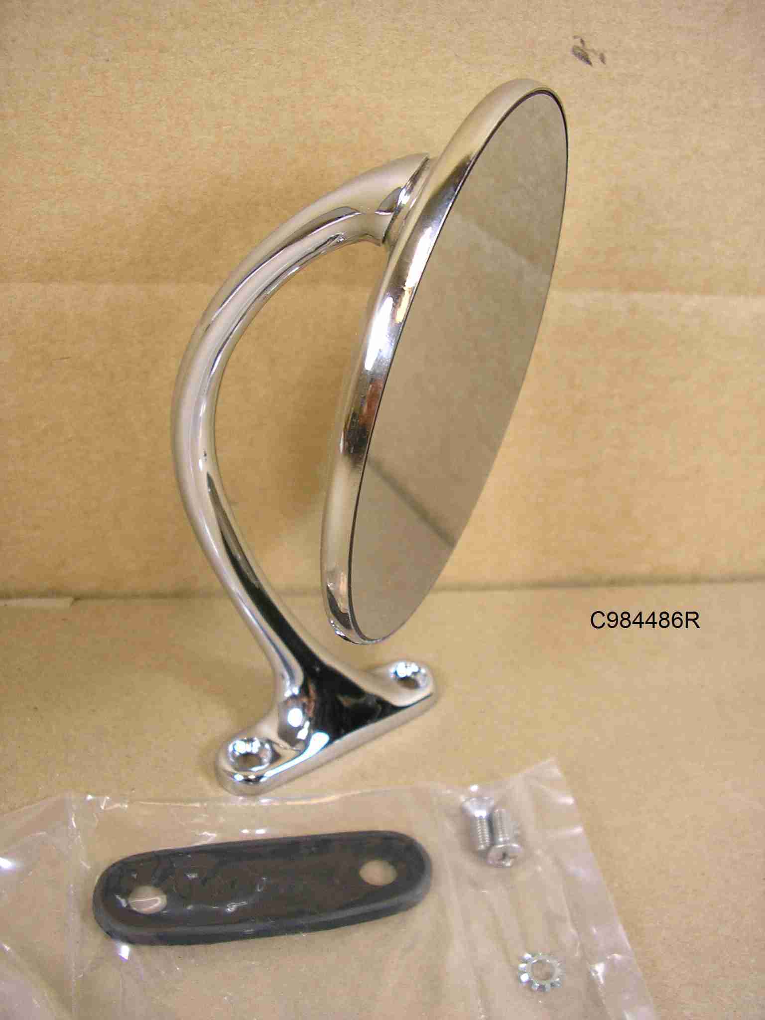 1949-52 LH Exterior Rearview ?King Bee" Door Mirror, chrome plated, also 515848