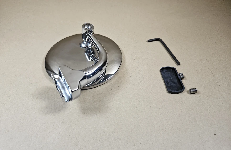 1926-54 Clamp-On Convex Exterior Rearview "Peep" Mirror, Left Hand or RH, 4" curved arm - Image 2