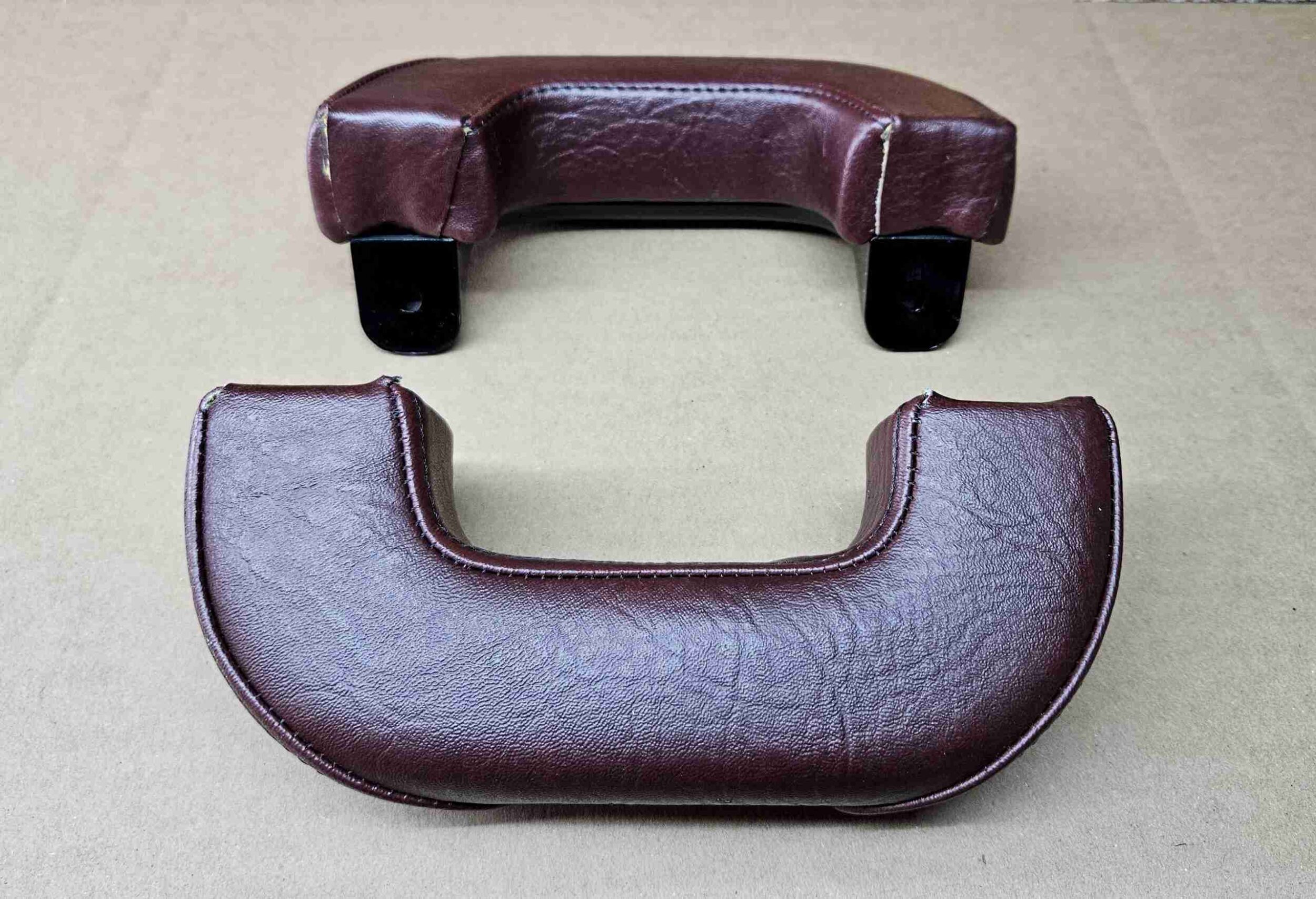 1936 1942 Armrest Assembly, Maroon with Base, Pad & Metal Insert