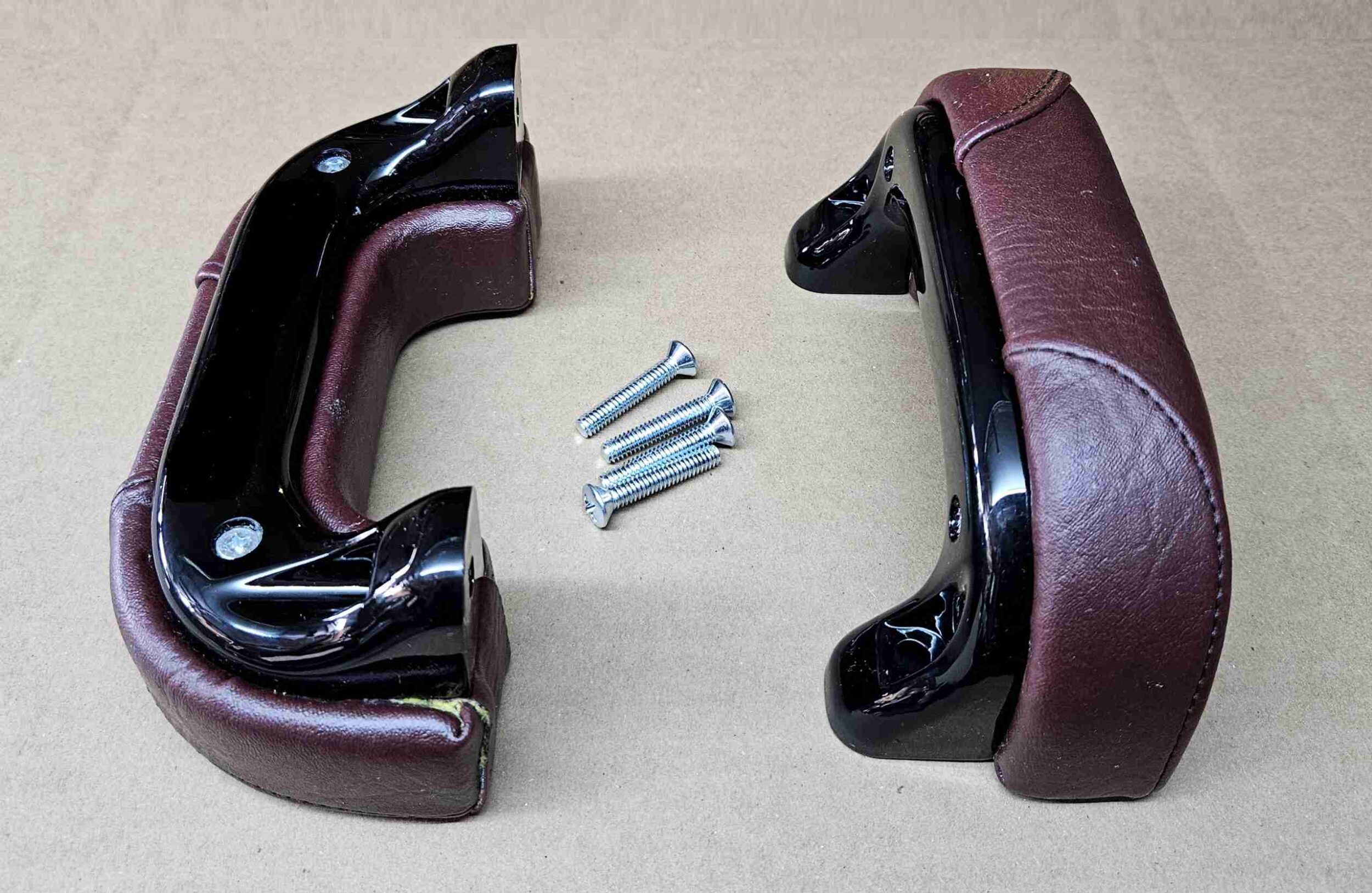 1936 1942 Armrest Assembly, Maroon with Base, Pad & Metal Insert - Image 2