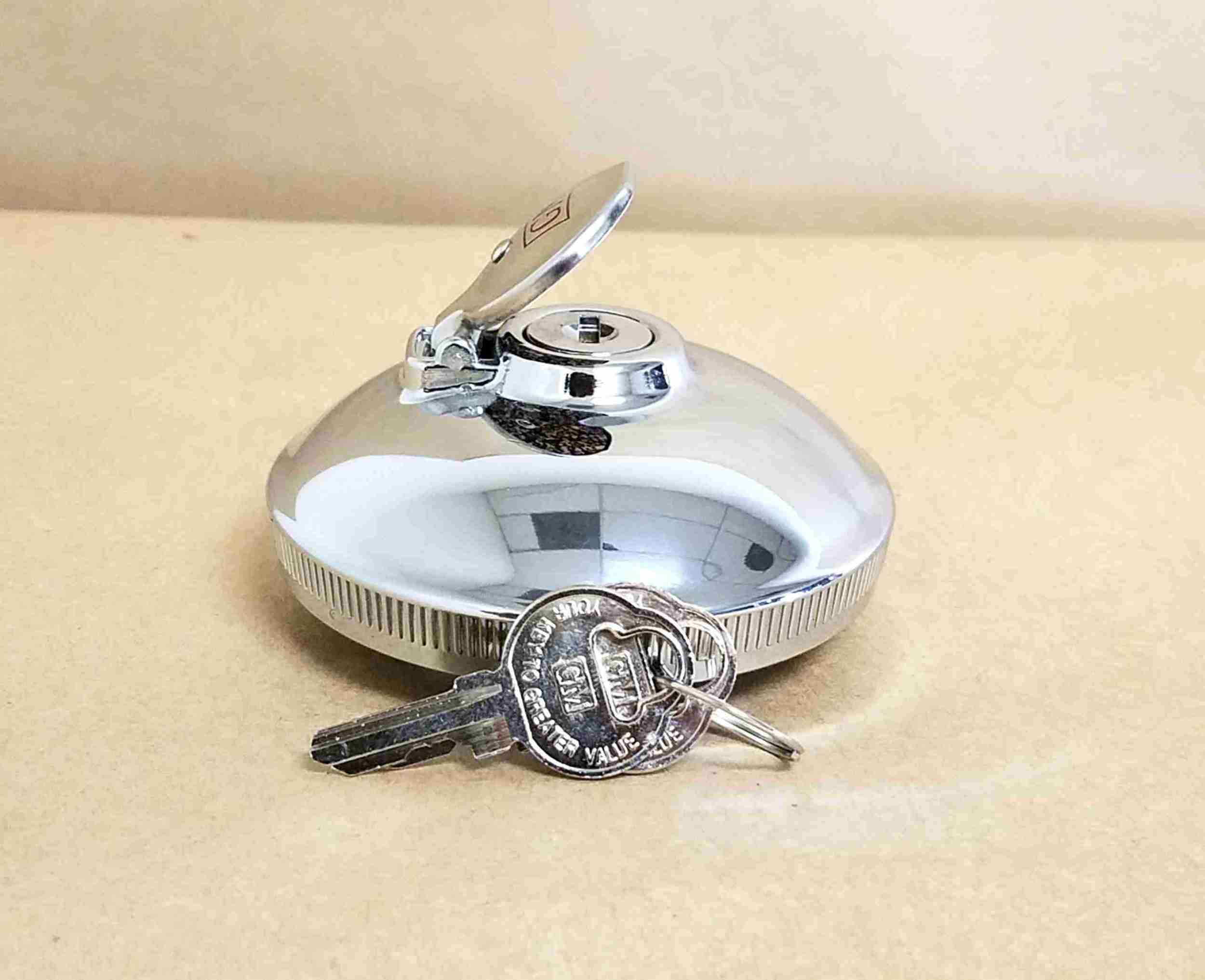 1926-61 GM Logo Locking Fuel Tank Filler Cap, 1926-60 All, 1961 P8 exc SW - Image 2