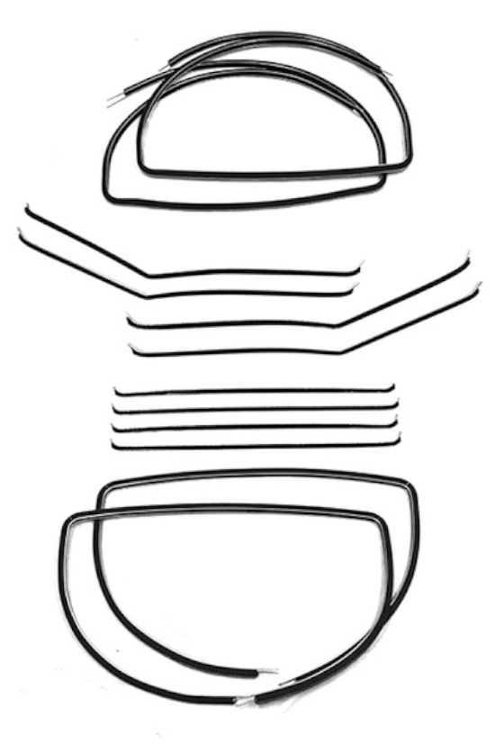 1955-57 Felt Kit Includes Inners & Outers Superkit 12 Piece Set, Chevy Bel Air 4 Door Sedan Without Wing Glass fuzzy