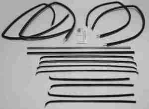 1955-57 AUTHENTIC 14 Piece Felt Kit 210 150 Upper & Lower Channels, Chevy Fullsize 4 Door Station Wagon