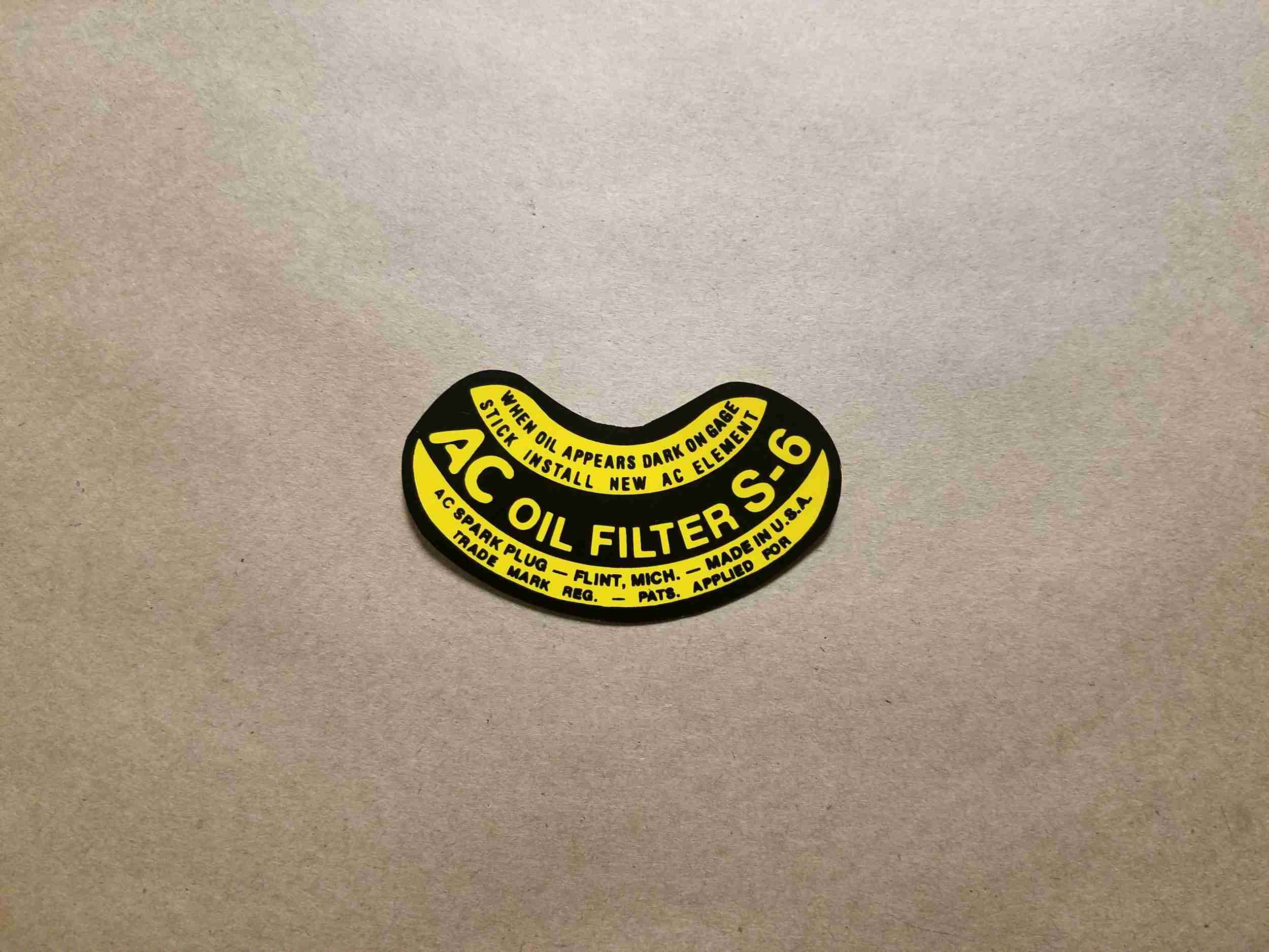 1941-48 Oil Filter Decal S-6