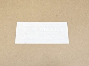 1959-60 2-Barrel Carburetor White Dry Style Air Cleaner Service Instruction Decal, for A86C paper element air cleaner