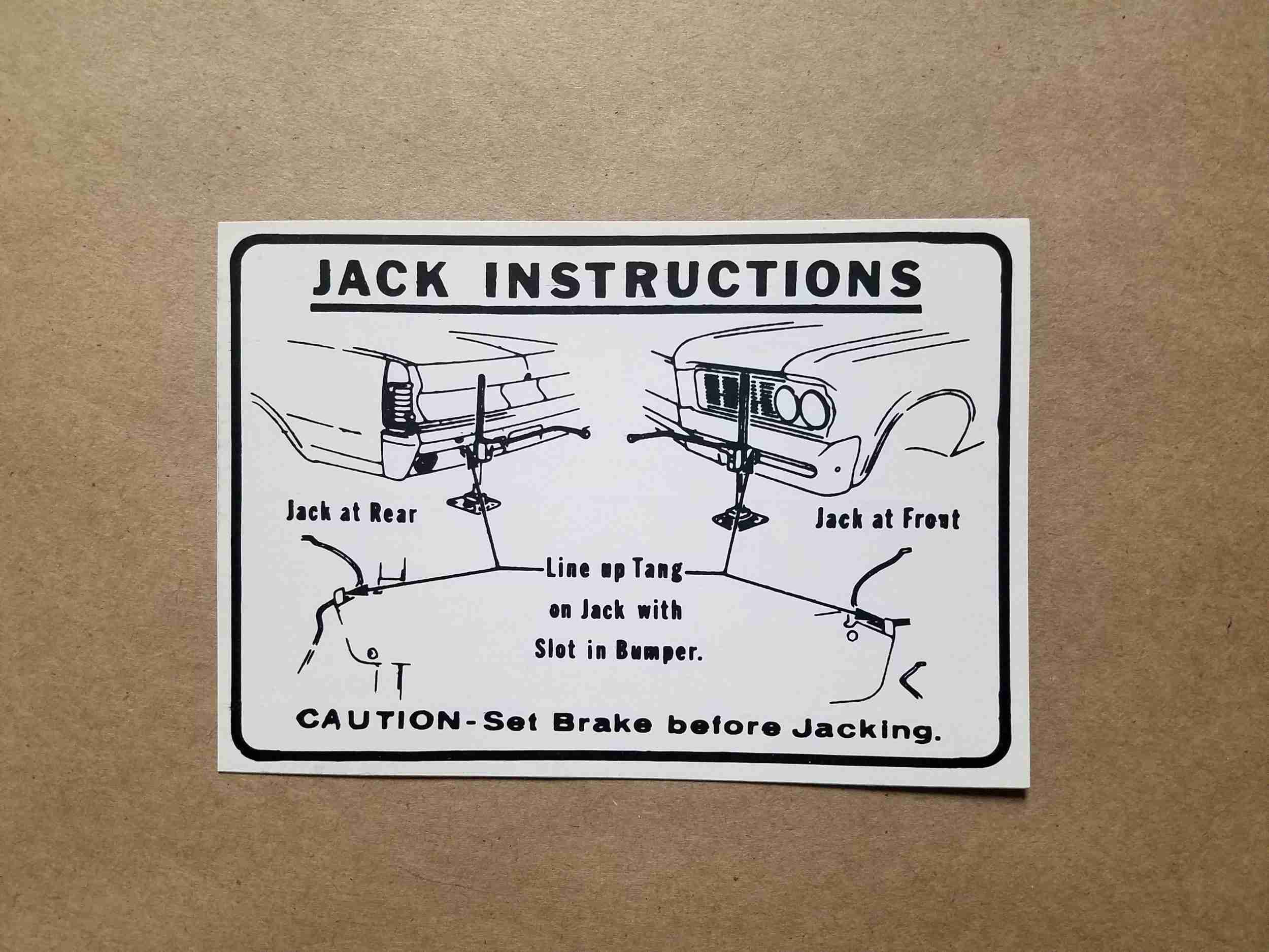 1964 Jack Instruction A body