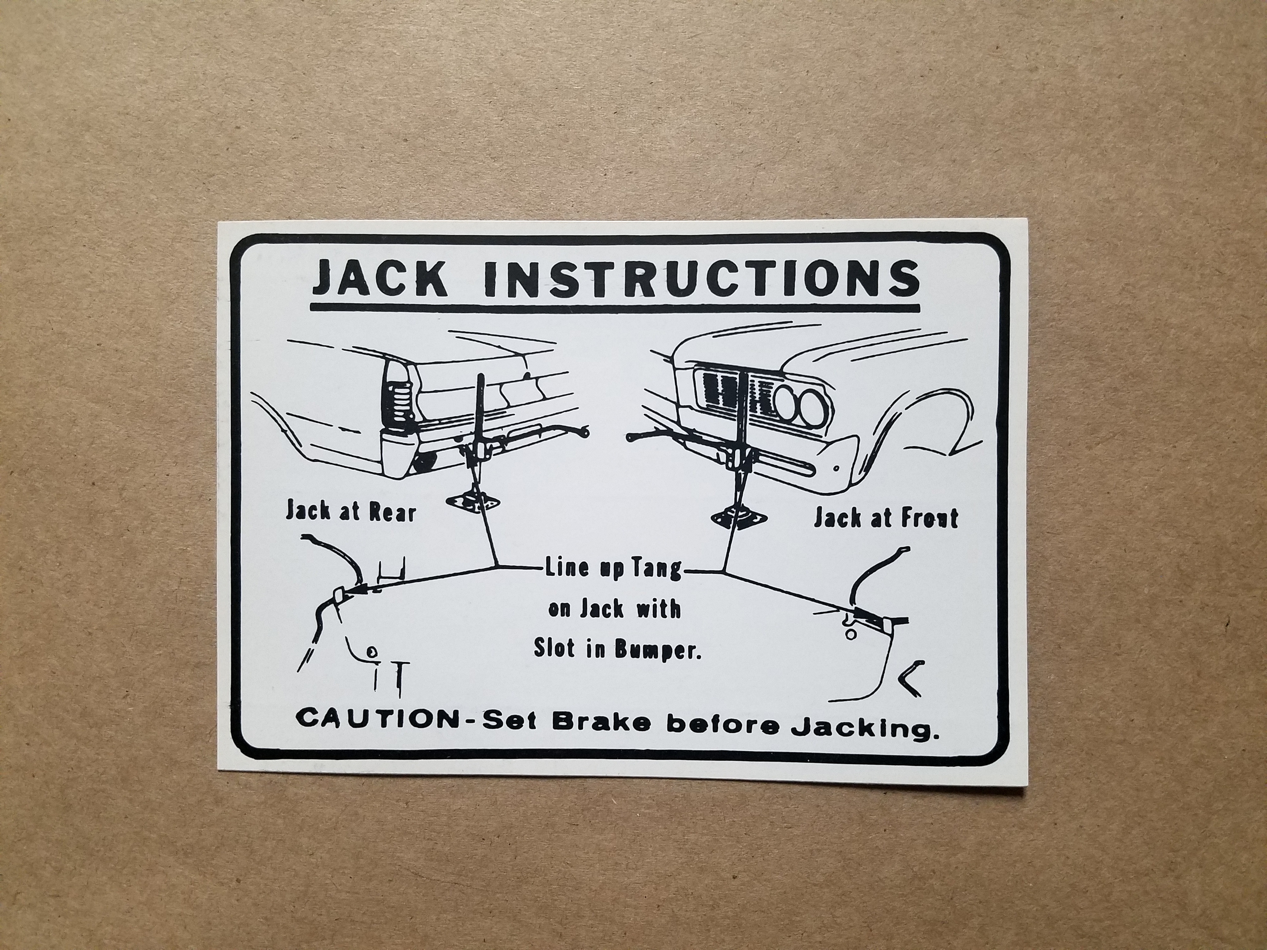 1964 Jack Instruction A body