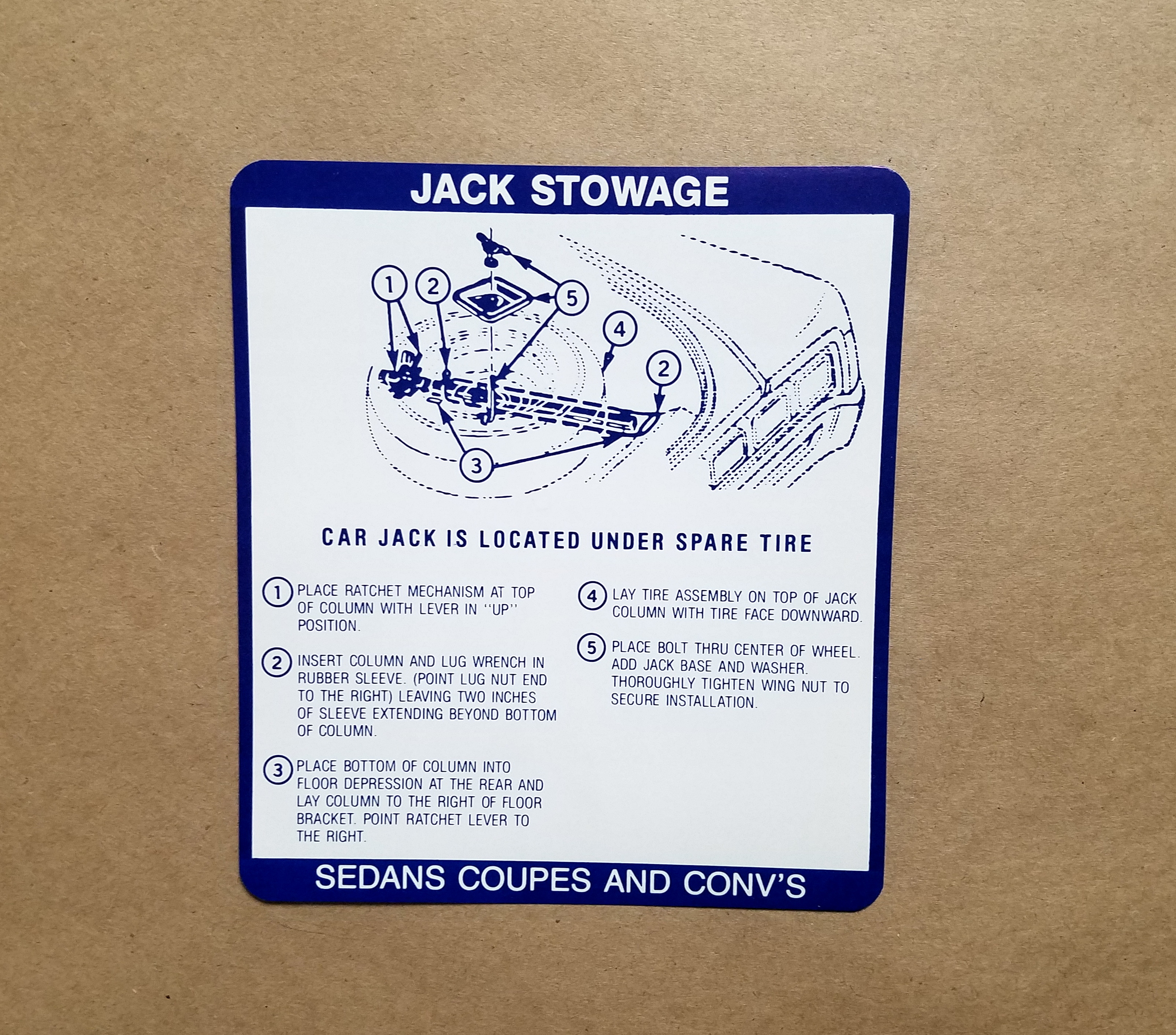 1967 Jack Stowage Instruction, GM# 9777809, 1967 TLMGTO