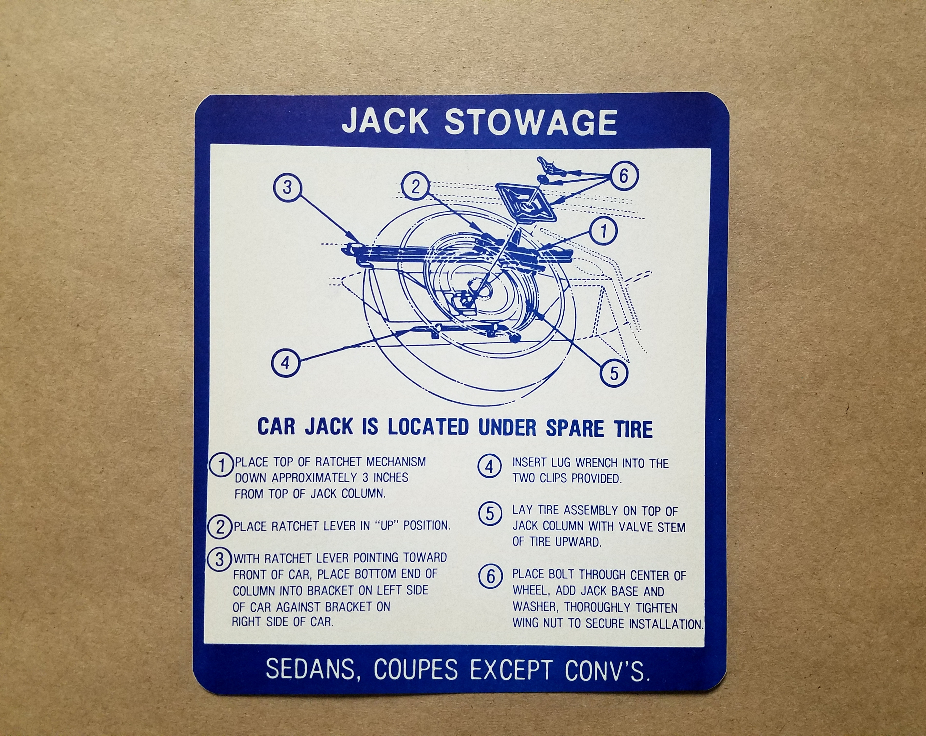 1967 Full Size & Grand Prix Jack Stowage Instructions