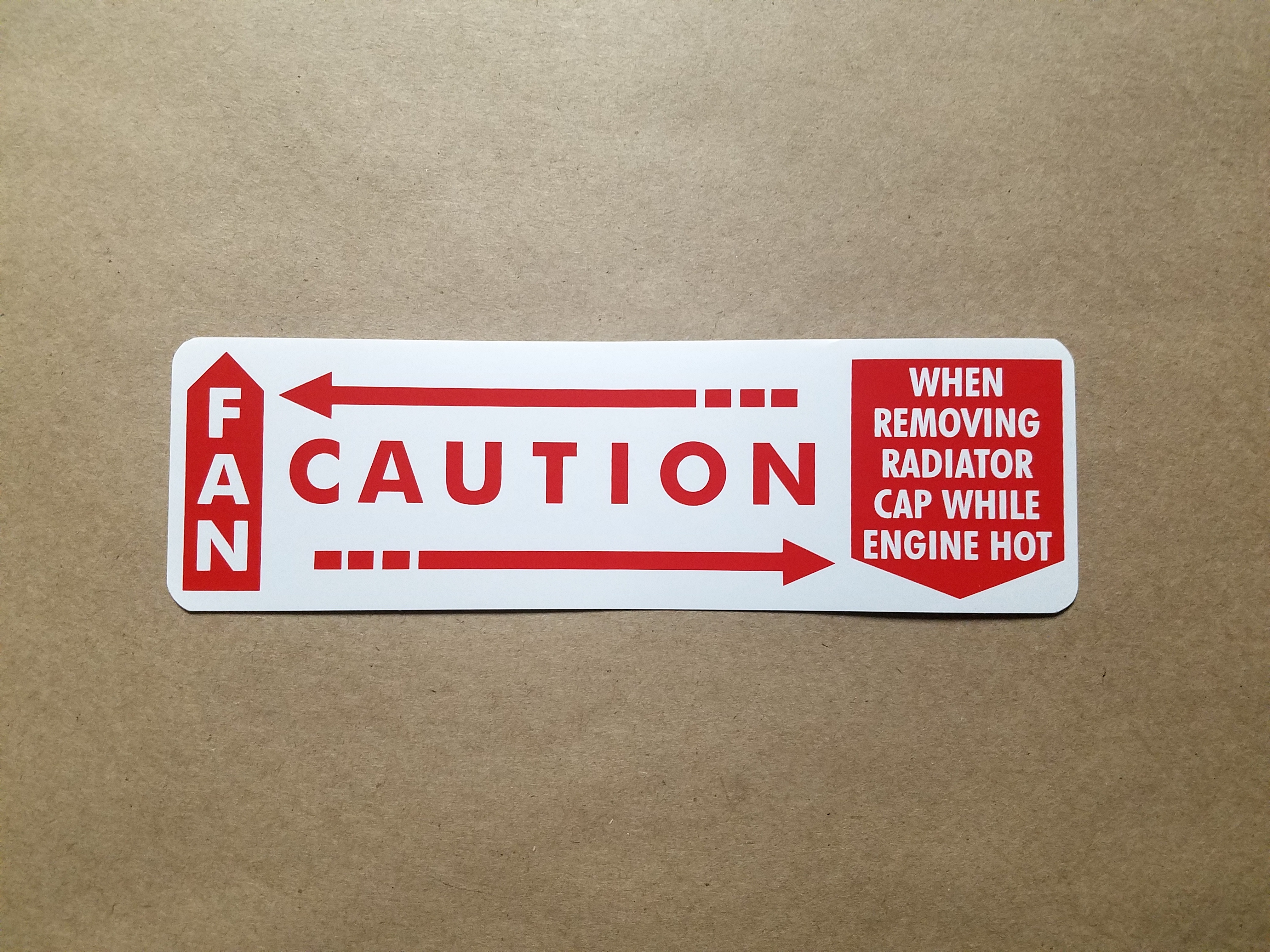 1962-64 Caution Fan Decal, Horizontal, 1962-63 All & 1964 Grand Prix..white & red
