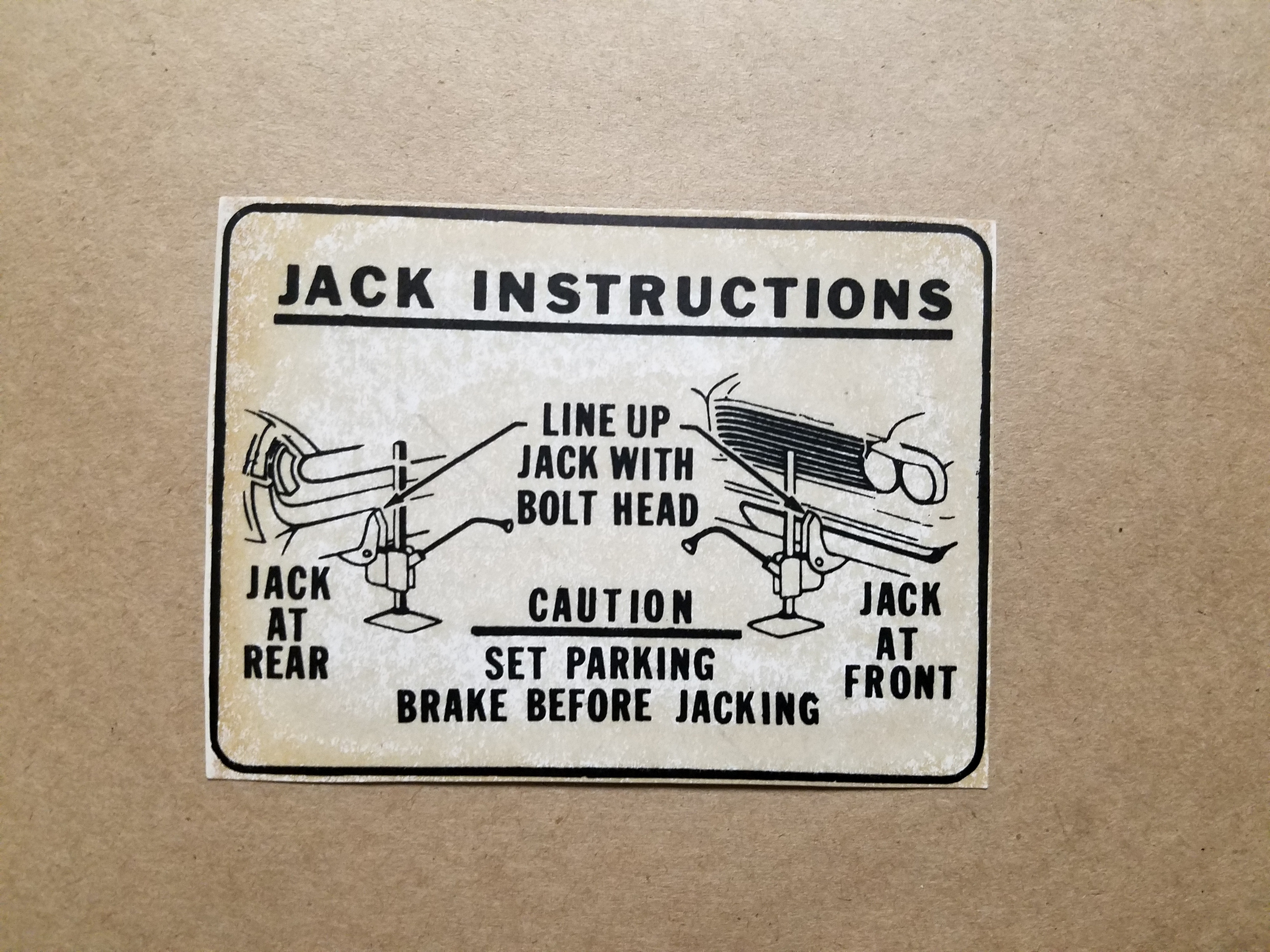 1962 Jack Instructions, 1962 Full Size & Grand Prix