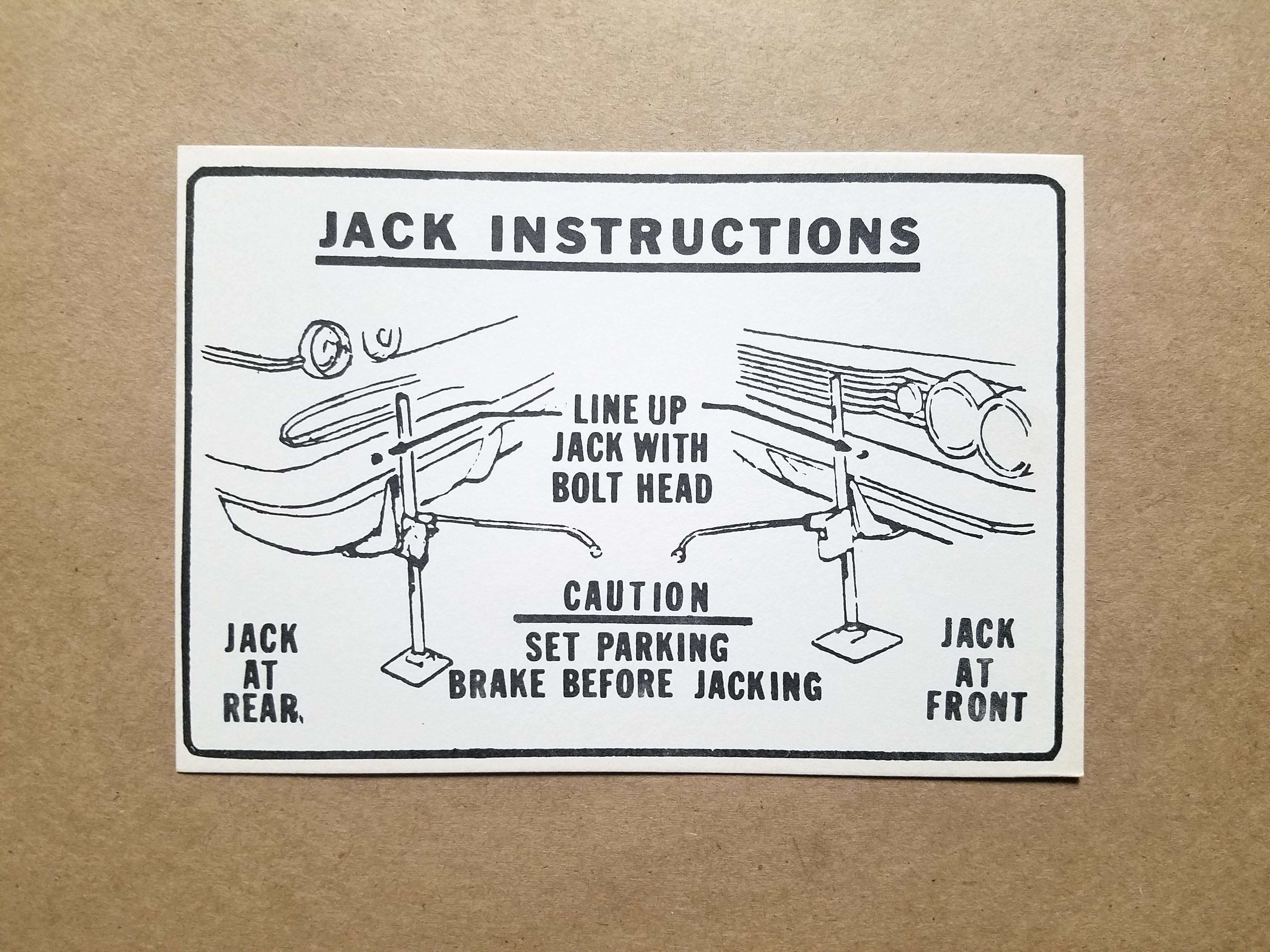 1960 Jack Instruction Card, 2"x2-1/2"
