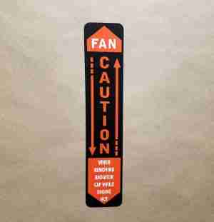 1962 -63 Decal, Caution Fan, Vertical..orange & black