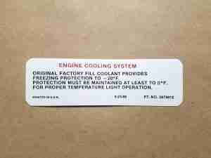 1970 Decal Caution Cooling System