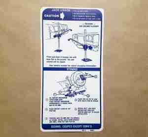 1971-72 Full Size & GP Jack Instruction Decal,