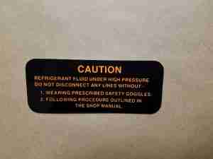 1957-65 Frigidaire Air Conditioning Compressor Warning Decal