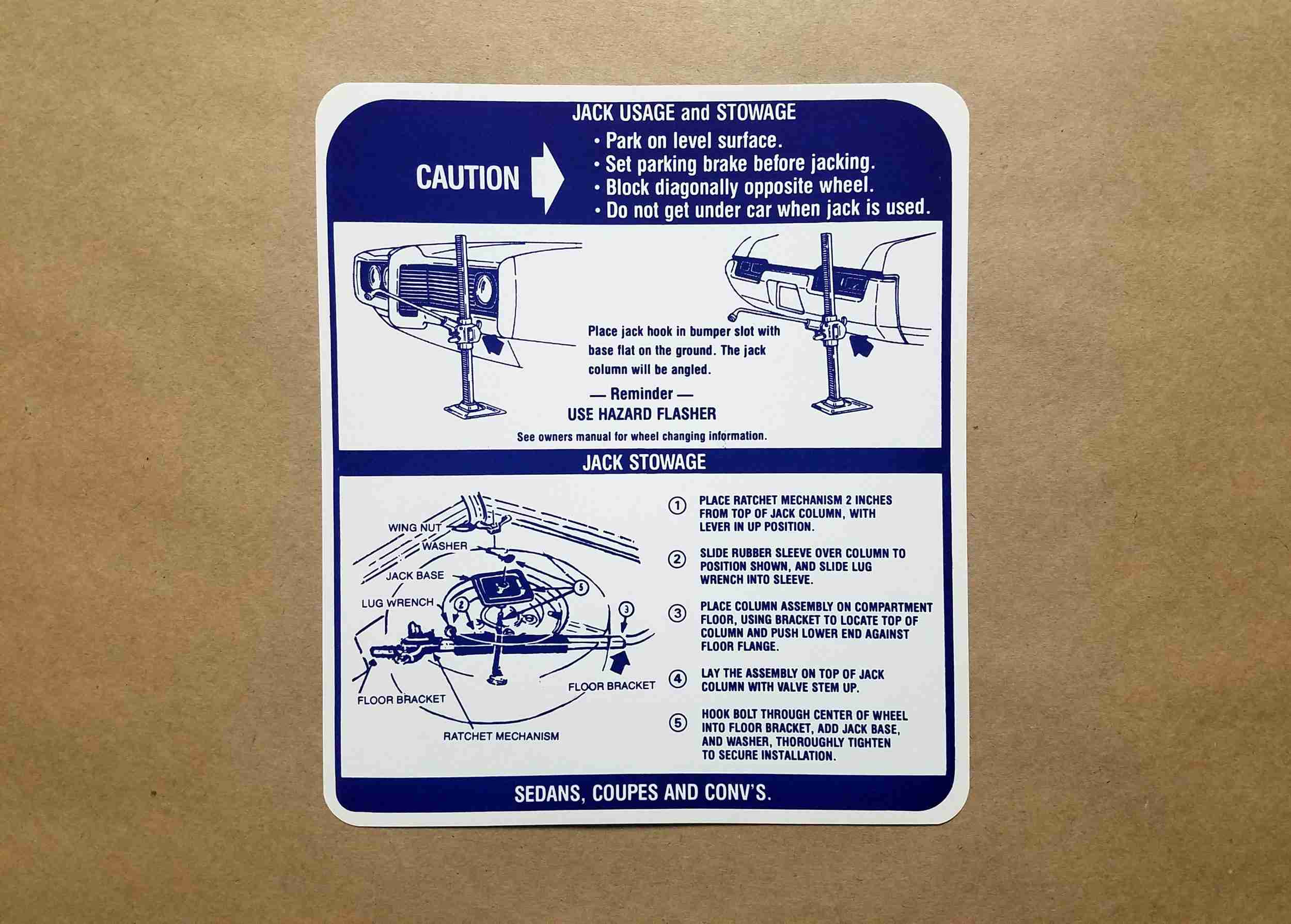 1969 A body Jack instructions