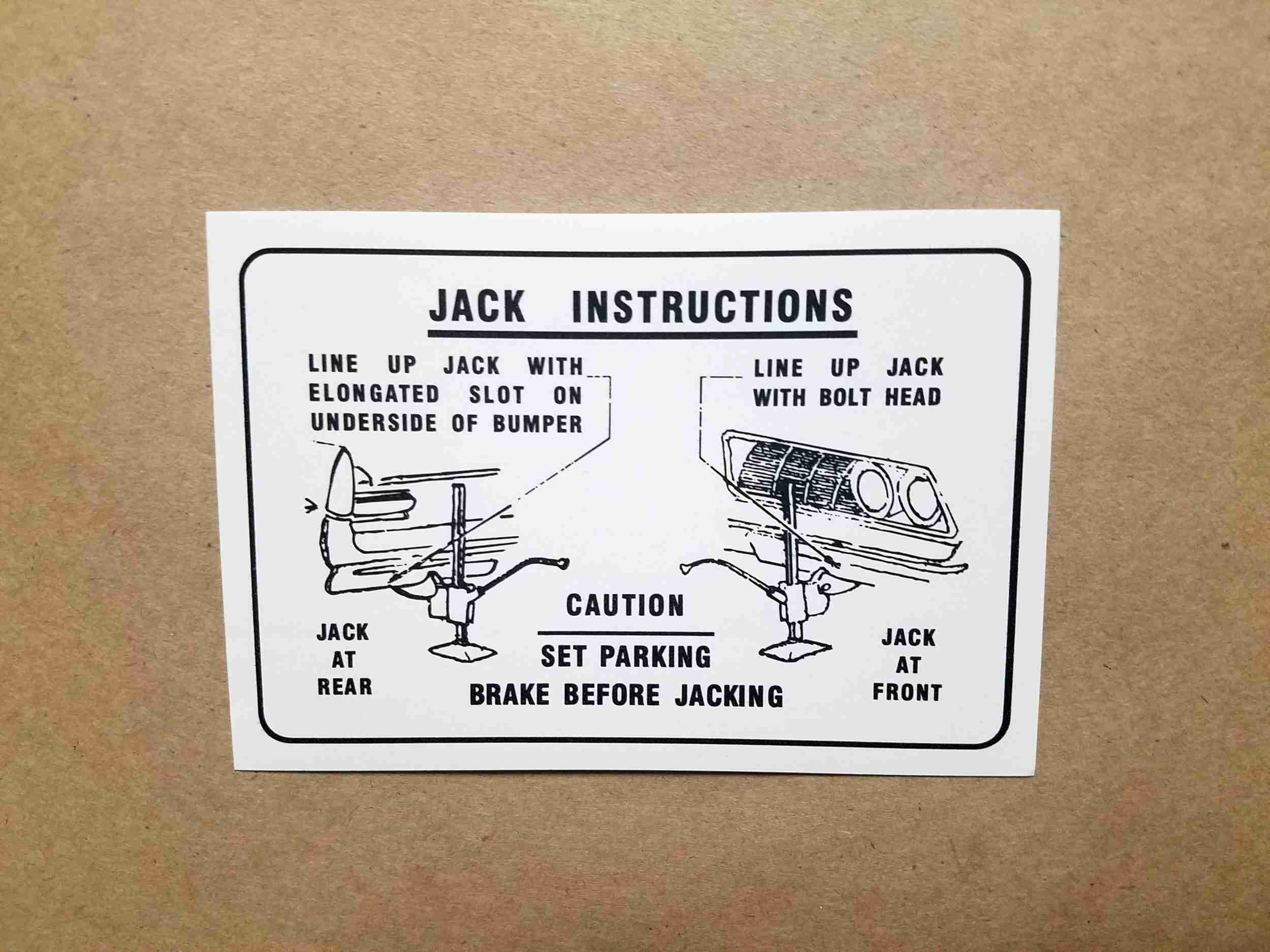 1961 Jack Instructions, Pontiac