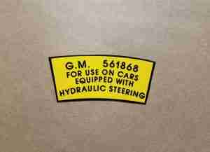 1952-56 Power Steering Pump Pulley Decal, on decal: 561868