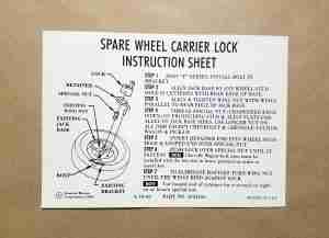 1967-69 SPARE WHEEL LOCK INSTR. DECAL