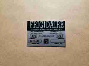 Decal, Frigidaire Air Conditioner Compressor