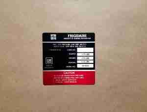 Decal, Frigidaire Air Conditioner Comessor (GM 5910528)