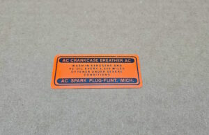 1940-64 Oil Filler Crankcase Breather Cap & Road Draft Tube Crankcase Outlet Air Cleaner Decal, orange & black