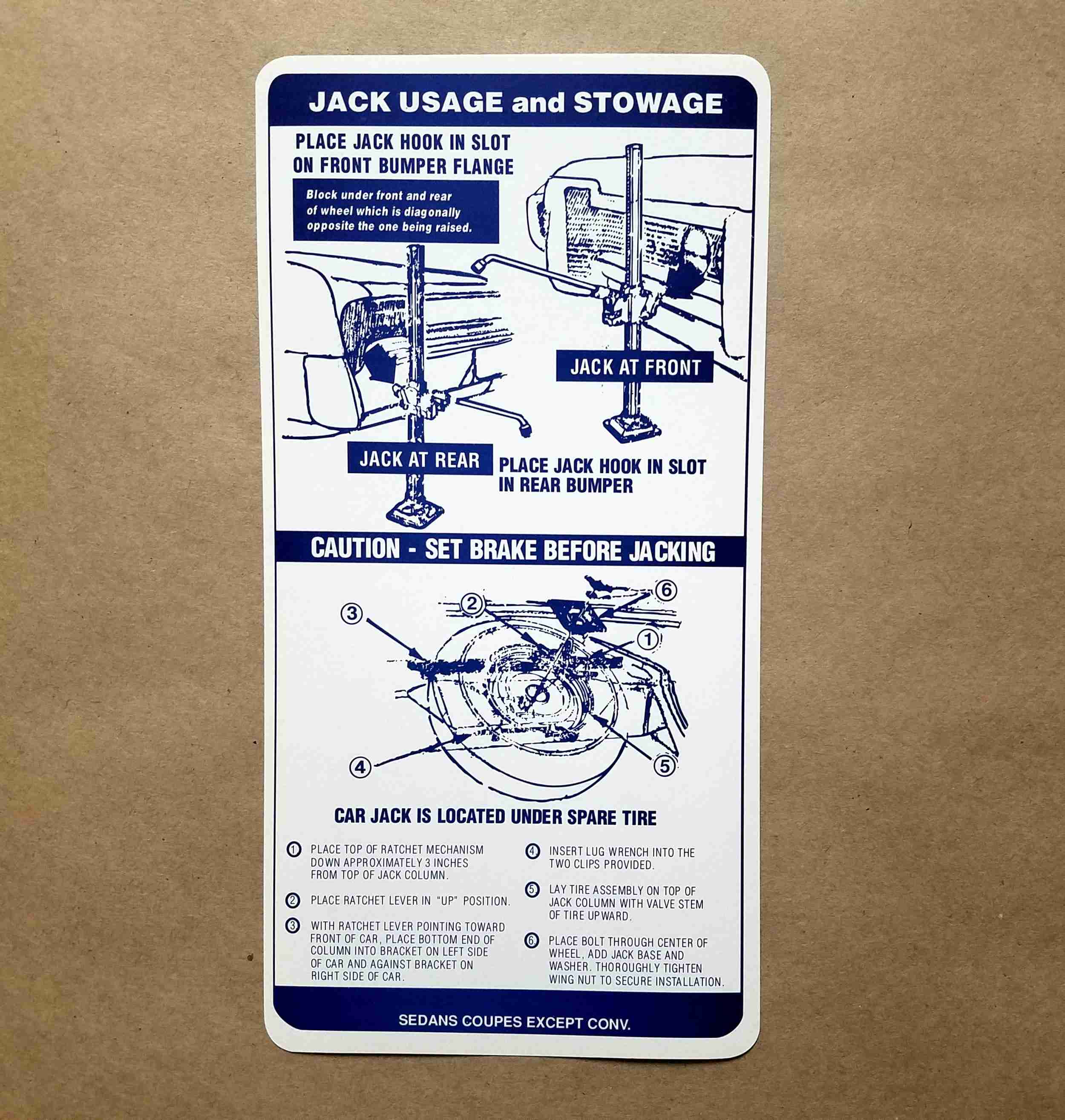 1968 Jack Instructions, B Body & GP