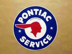 1926-58 10” Round Indian Head "Pontiac Authorized Service" Decal