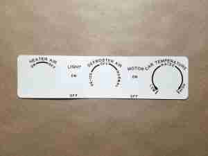 1942-47 Brown Heater Control Panel Decal