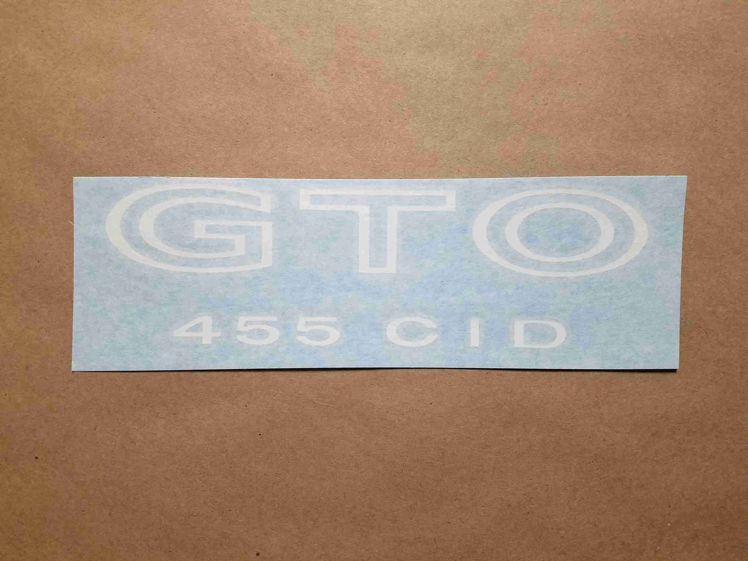 1970-73 Body Decal, White, GM 479919, GTO 455 CID