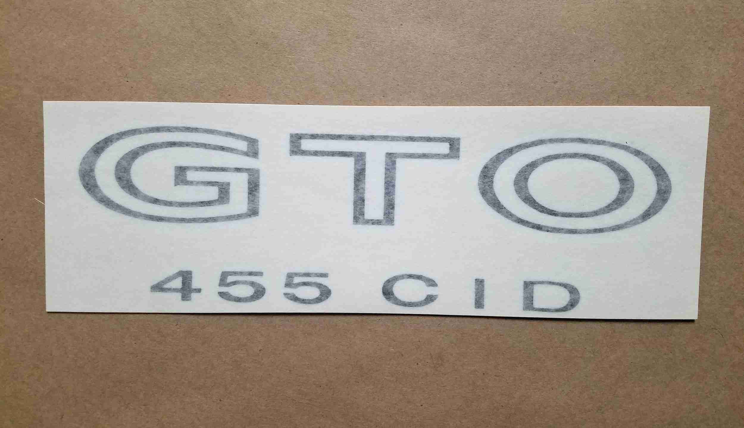 1970-73 Body Decal, Black, GM 479917, GTO 455 CID