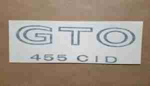 1970-73 Body Decal, Black, GM 479917, GTO 455 CID