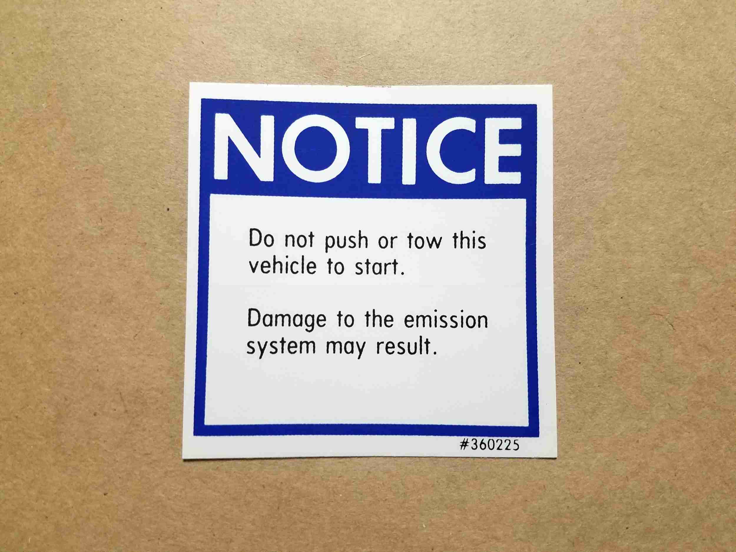 Decal, Push Start Warning (GM 360225)