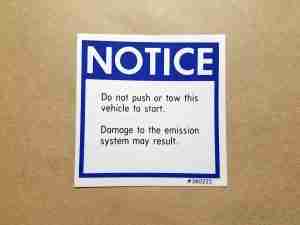 Decal, Push Start Warning (GM 360225)