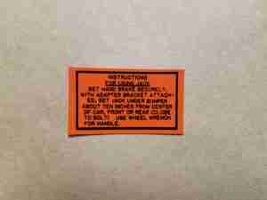 1956-57 Jack Instruction Decal, 1-3/4"x1"