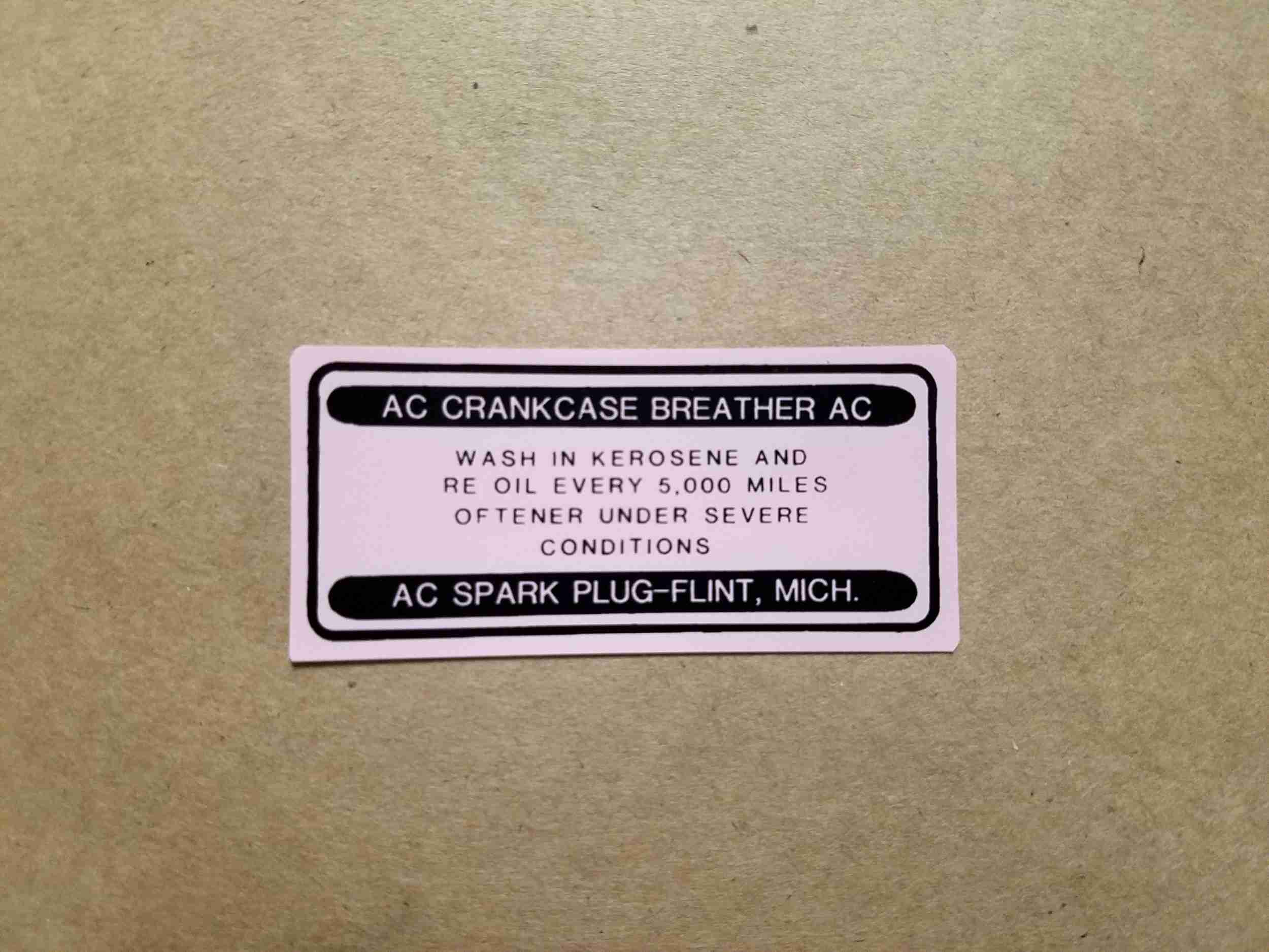 1955-60 Oil Filler Crankcase Breather Cap & Road Draft Tube Crankcase Outlet Air Cleaner Decal, purple & black, Oil Filler