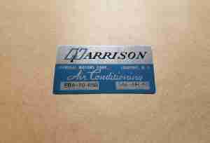 1965 Harrison Air Conditioning Evaporator Box Decal, on decal: EBA-70-65B