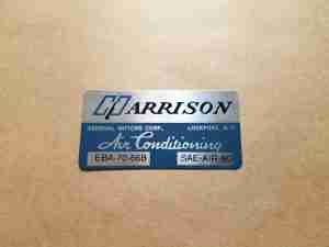 Decal, Harrison Air Conditioner Evaporator Box (On Decal: EBA-70-67B)
