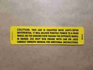 Decal, Anti Spin Caution (GM# 587514)..